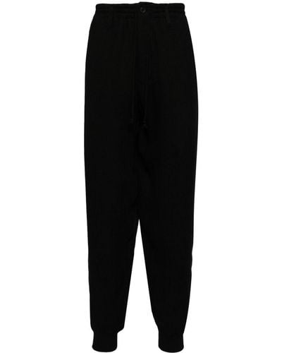 Yohji Yamamoto Pantalones de chándal de tiro caído - Negro