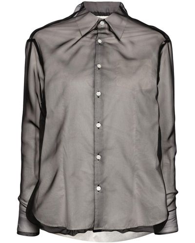 Undercover Sheer-overlay Long-sleeve Shirt - Black