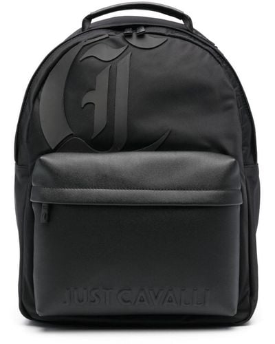 Just Cavalli Appliqué-logo Canvas Backpack - Black