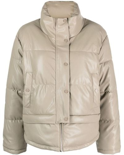 DKNY Faux-leather Puffer Jacket - Natural