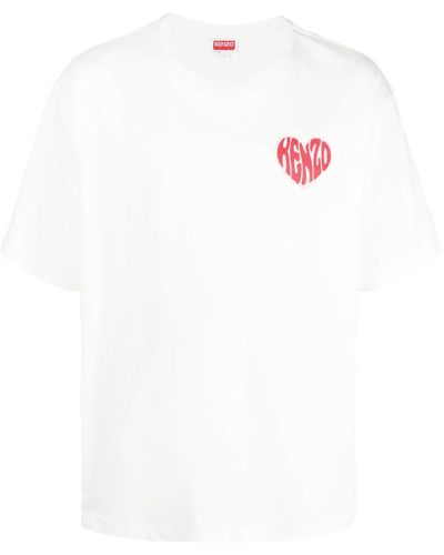 KENZO T-shirt en coton à logo imprimé - Blanc