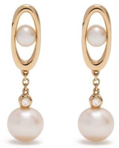 Ruifier 18kt Yellow Gold Morning Dew Diamond And Pearl Drop Earringd - White