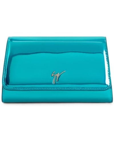 Giuseppe Zanotti Bolso de mano Cleopatra con placa del logo - Azul