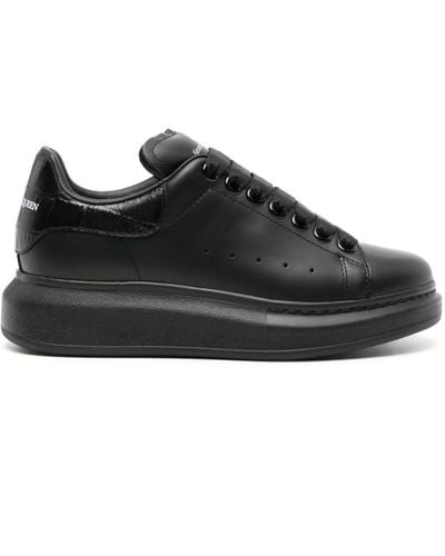 Alexander McQueen Oversized Leren Sneakers - Zwart