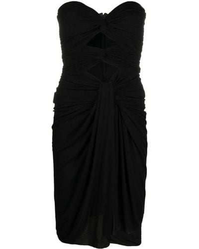 Saint Laurent Cut-out Detailed Crepe Jersey Dress - Black