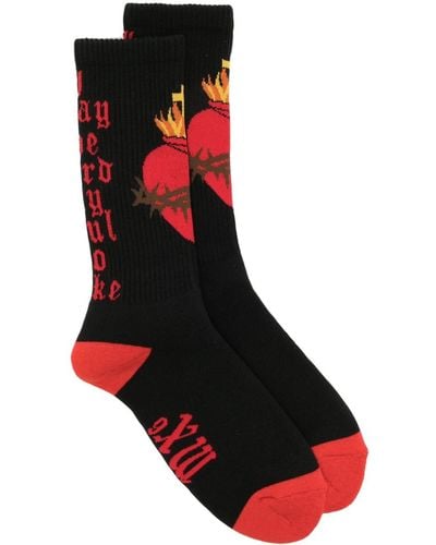 SAINT Mxxxxxx Heart-motif Cotton-blend Socks - Red