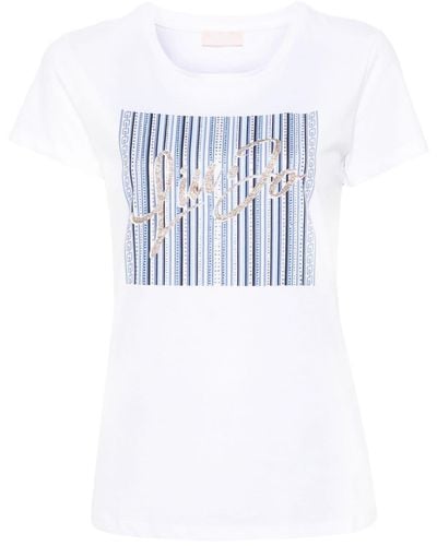 Liu Jo T-Shirt mit Glitter-Logo - Blau