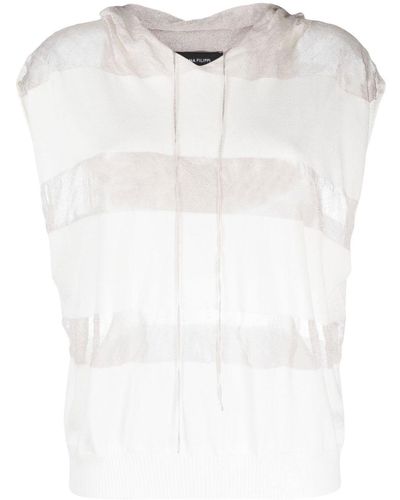 Fabiana Filippi Striped Metallic-effect Sleeveless Hoodie - White