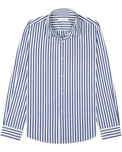 Sporty & Rich Vertical-stripe Long-sleeve Shirt - Blue