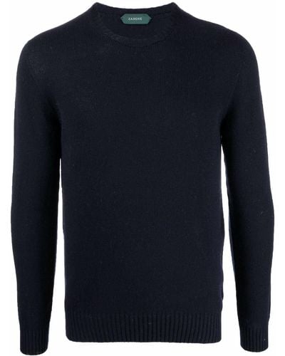Zanone Crew-neck Knitted Sweater - Blue