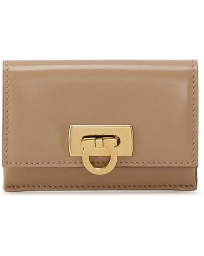 Ferragamo Gancini Leather Wallet - Natural