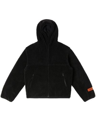 Heron Preston Logo-patch Fleece Hooded Jacket - Black