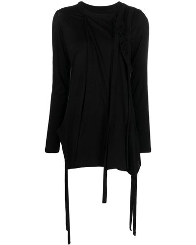 Yohji Yamamoto Strap-detail Round-neck Sweatshirt - Black