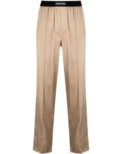 Tom Ford Logo-waistband Pyjama Pants - Natural