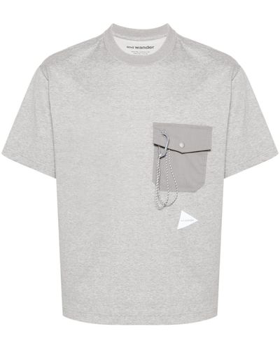 and wander Mélange Jersey T-shirt - White