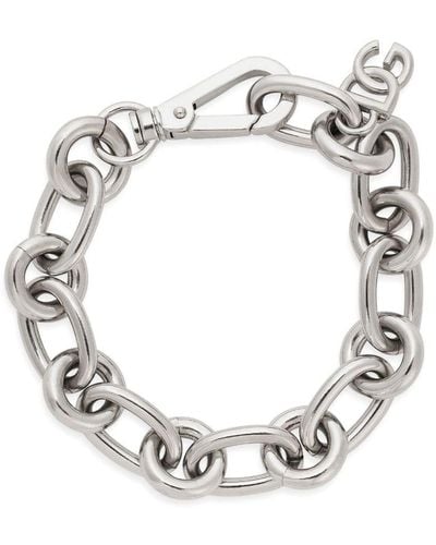 Dolce & Gabbana Dg Logo Charm Chain Bracelet - Metallic
