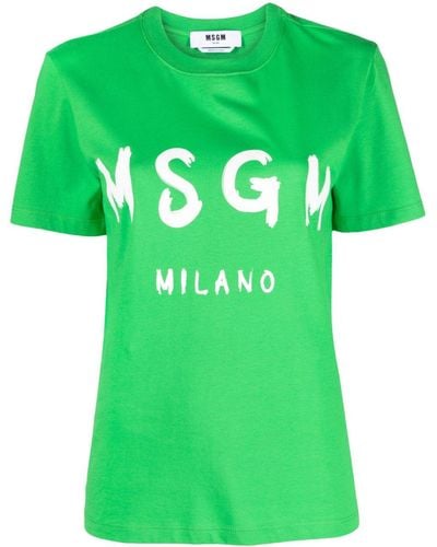MSGM Logo-print Cotton T-shirt - Green