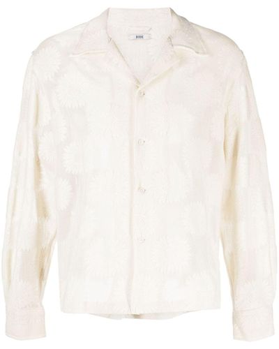 Bode Sunflower Long-sleeve Lace Shirt - White