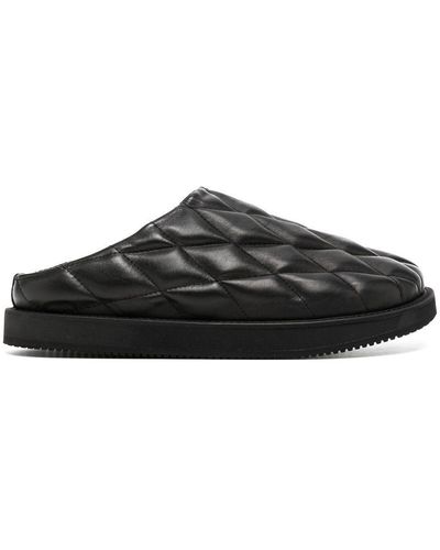 Y's Yohji Yamamoto Leather Diamond-quilted Shoes - Black