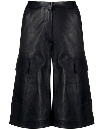 Inès & Maréchal Long Leather Shorts - Blue