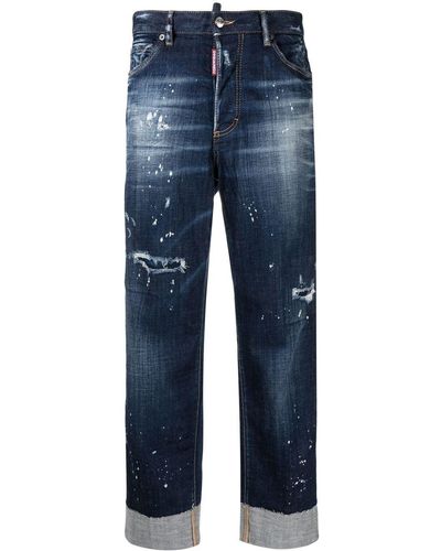 DSquared² Gerade Jeans in Distressed-Optik - Blau
