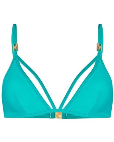 Moschino Bikinitop Met Logoplakkaat En V-hals - Blauw
