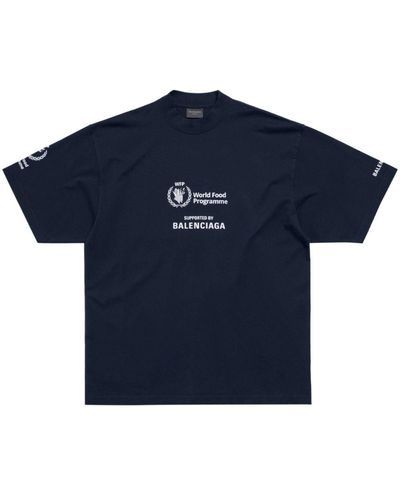 Balenciaga Wfp-print Cotton T-shirt - Blue