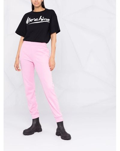 Moschino Side Pearl-detail Track Pants - Pink