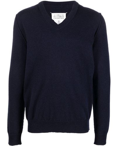 Maison Margiela V-neck Cashmere Sweater - Blue