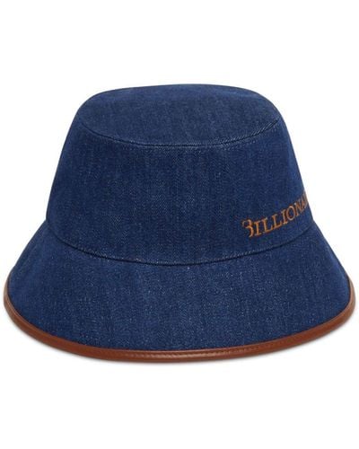 Billionaire Logo-embroidered Canvas Bucket Hat - Blue