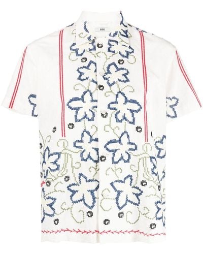 Bode Cornflower Cross-stitch Shirt - White