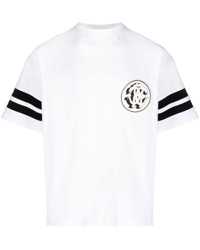 Roberto Cavalli T-shirt en piqué à patch Mirror Snake - Blanc