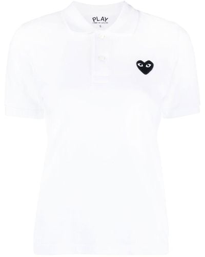 COMME DES GARÇONS PLAY Appliqué-detail Short-sleeve Polo Shirt - White