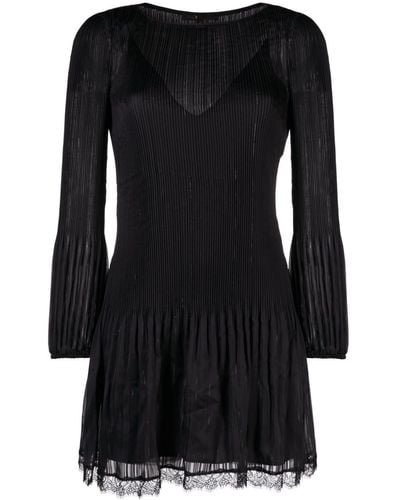 Maje Long-sleeved Pleated Minidress - Black