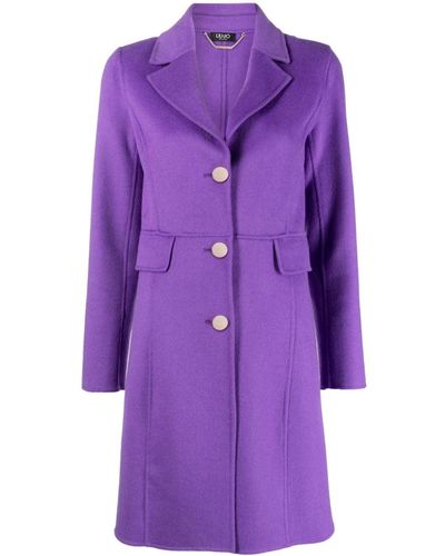 Liu Jo Single-breasted Knitted Coat - Purple