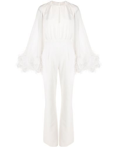 16Arlington Feather Sleeve Jumpsuit - White