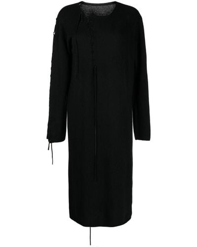 Yohji Yamamoto Midi-jurk Met Gestrikt Detail - Zwart