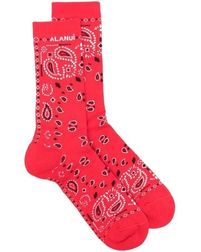Alanui Socken mit Bandana-Print - Rot
