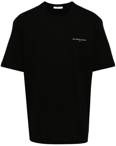 ih nom uh nit Slogan-print Crew-neck T-shirt - Black