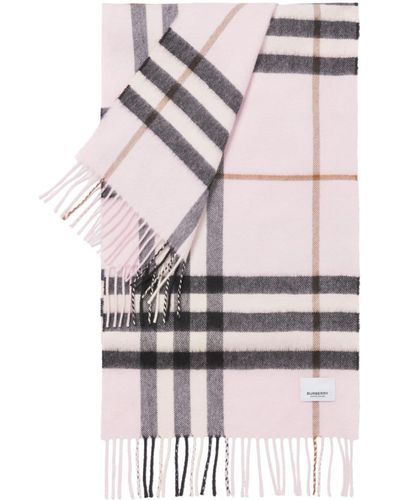 Burberry Giant Check Cashmere Scarf - White