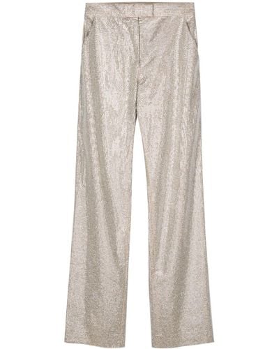 GIUSEPPE DI MORABITO Rhinestone-embellished Straight-leg Pants - Natural