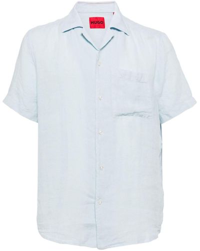 HUGO Short-sleeved Recycled Linen Shirt - White