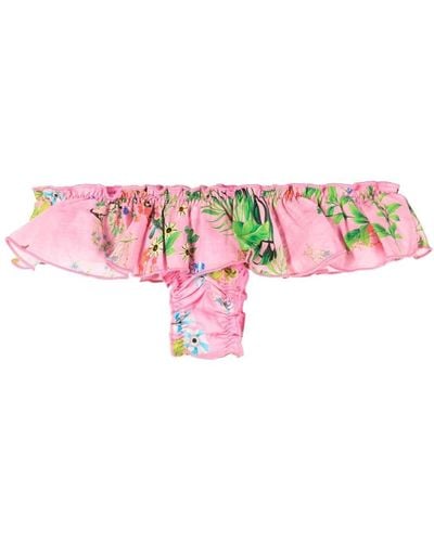 Cynthia Rowley Floral-print Ruffled Bikini Bottoms - Pink