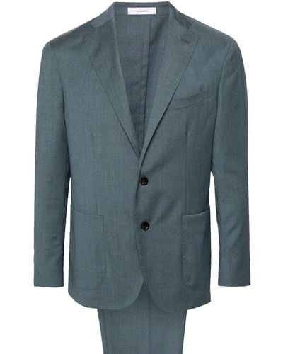 Boglioli Single-breasted Virgin Wool Suit - Blue