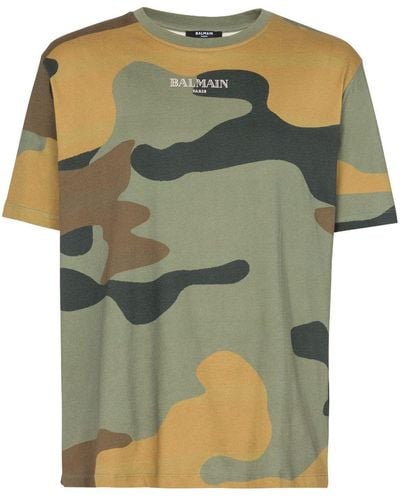 Balmain T-shirt con stampa camouflage - Verde