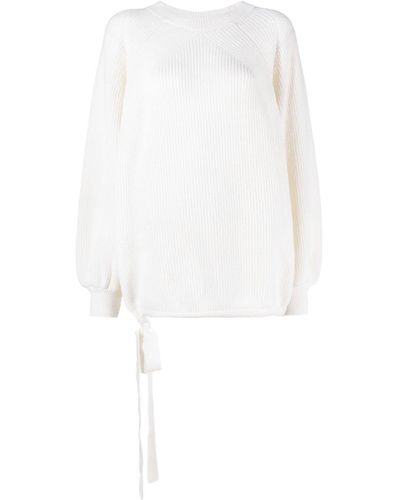 MSGM Puffball Ribbed-knit Sweater - White