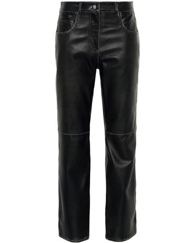Victoria Beckham Cropped Leather Trousers - Black