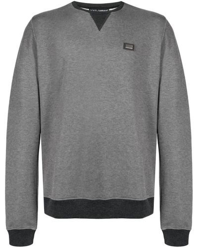 Dolce & Gabbana Logo-plaque Cotton Blend Sweater - Grey