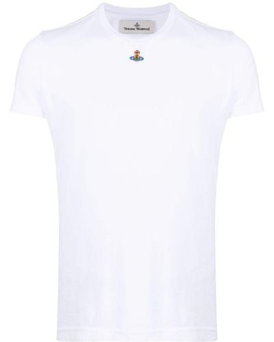 Vivienne Westwood Orb Logo-embroidery Cotton T-shirt - White