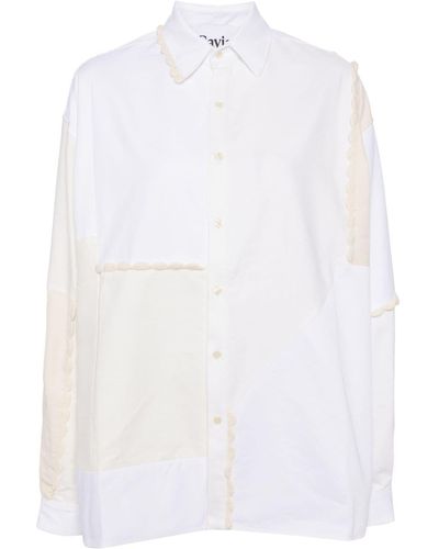 CAVIA Paneled Crochet-trim Shirt - White